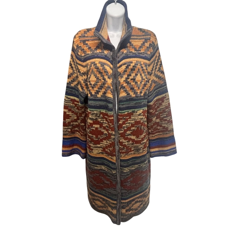 Spense Knits Womens XL Southwestern Geometric Open Front Duster Cardigan Sweater